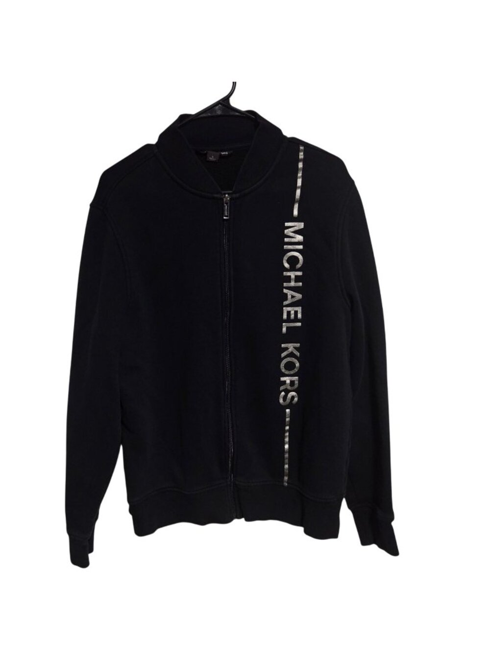 Michael Kors Sweatshirt Mens Size Large Black Full Zip Logo Design Sporty Luxe